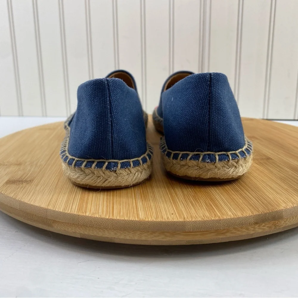 J.‎ Crew Women’s Size 8.5 Blue Pink Canvas Casual Slip On Espadrille Flats Shoes